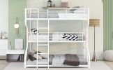 Full XL over Twin XL over Queen Size Triple Bunk Bed with Long and Short Ladder