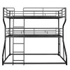 Full XL over Twin XL over Queen Size Triple Bunk Bed with Long and Short Ladder