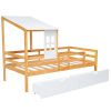 Twin Size House Low Loft Bed with Two Storage Drawers