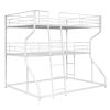 Full XL over Twin XL over Queen Size Triple Bunk Bed with Long and Short Ladder