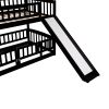Bunk Bed with Slide; Twin Over Twin Low Bunk Bed with Fence and Ladder for Toddler Kids Teens